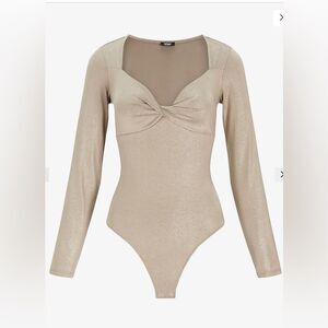 New! Express XL Shony Gold Body Contour Metallic Thong Bodysuit